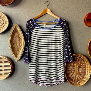 Matilda Jane striped & floral baseball tee